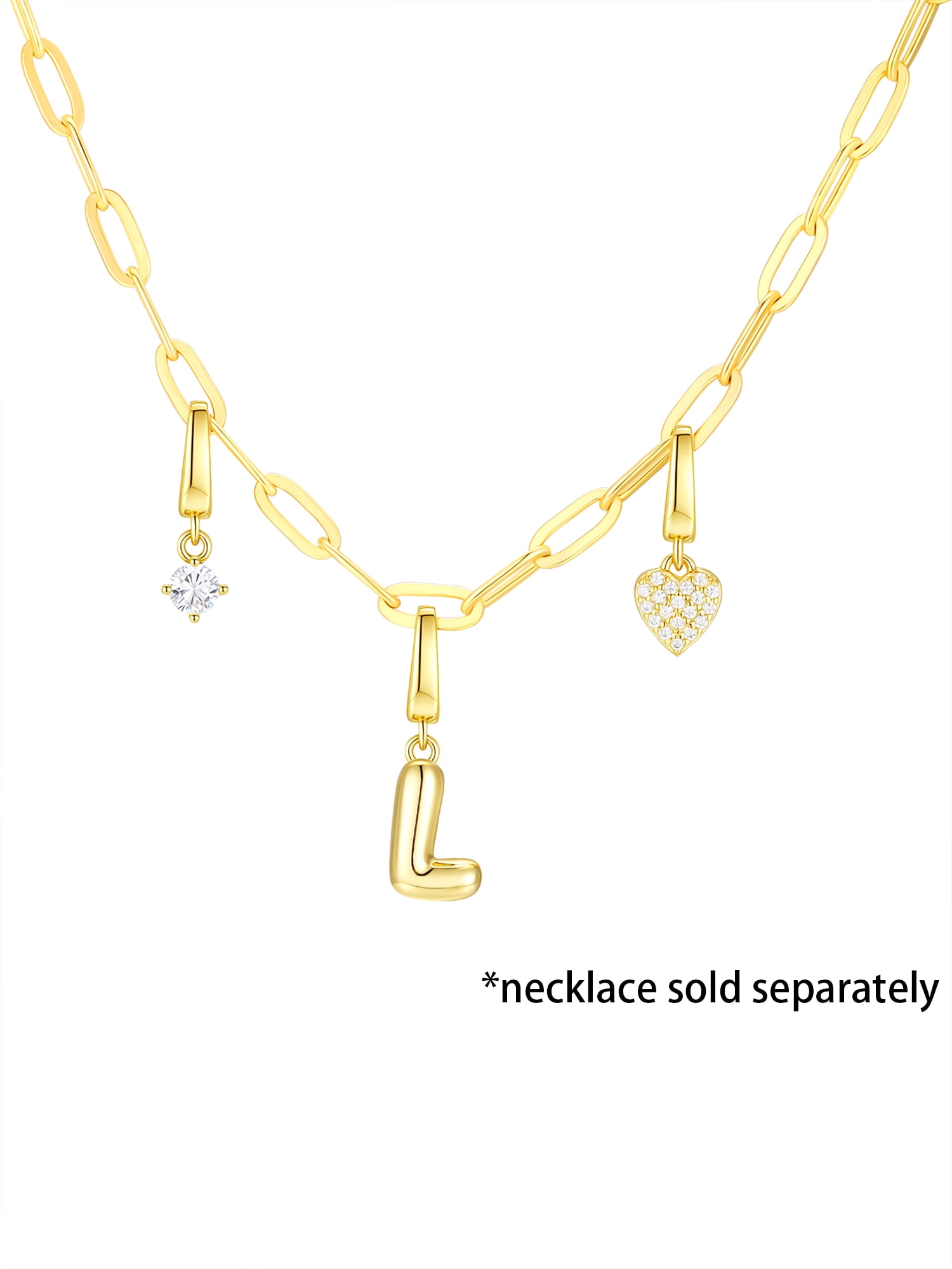 Brilliance Fine Jewelry Simulated Diamond Initial L Charm Set in 14KT Gold Plated Sterling Silver