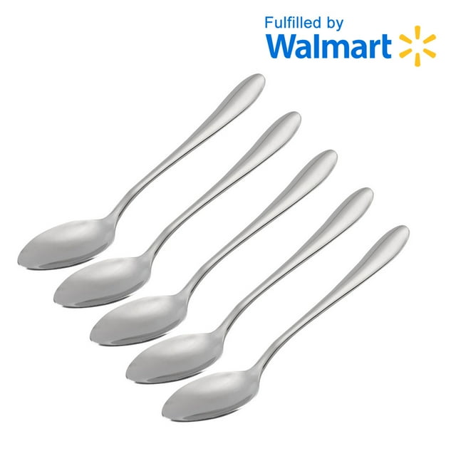 Unique Bargains Caffee Shop Stainless Steel Flatware Tea Spoons Scoops Porridge Silver Tone 5pcs