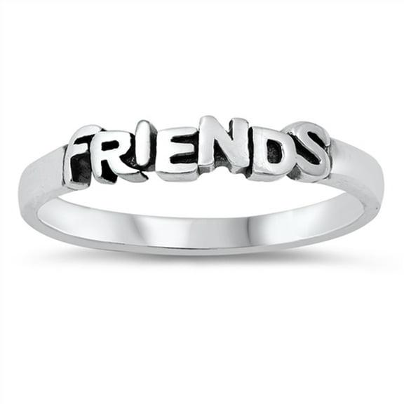 High Polish Friends Script Ring .925 Sterling Silver Band Jewelry Female Male Unisex Size 6