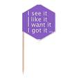thumbnail image 1 of Drapeaux Cure-Dents Mode Art Déco "See Like Want Got", 1 of 3