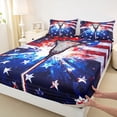 thumbnail image 4 of Castle Fairy Patriotic Lacrosse Stick Bed Sheets 4-Piece, American Flag Splash Full Size Sheets, Red White Blue,1 Fitted Sheet, 1 Flat Sheet and 2 Pillowcases, 4 of 6