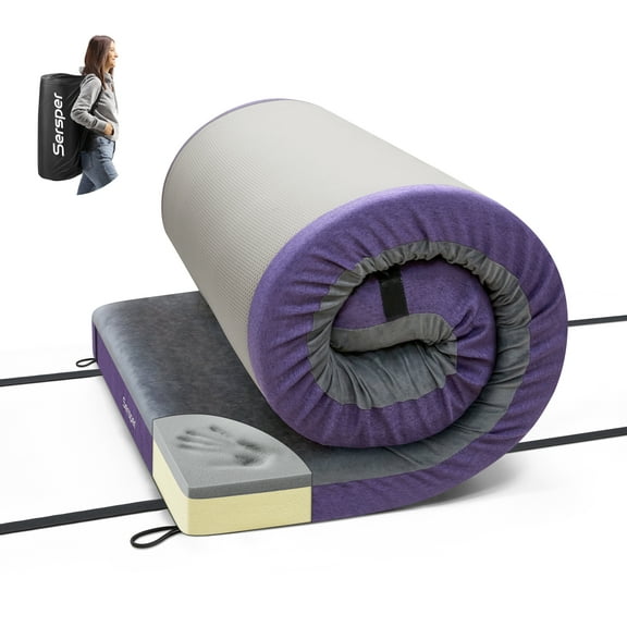 Sersper Camping Mattress Pad, 75*39*4 inch, CertiPUR-US Memory Foam, Portable Roll Up Sleeping Mat