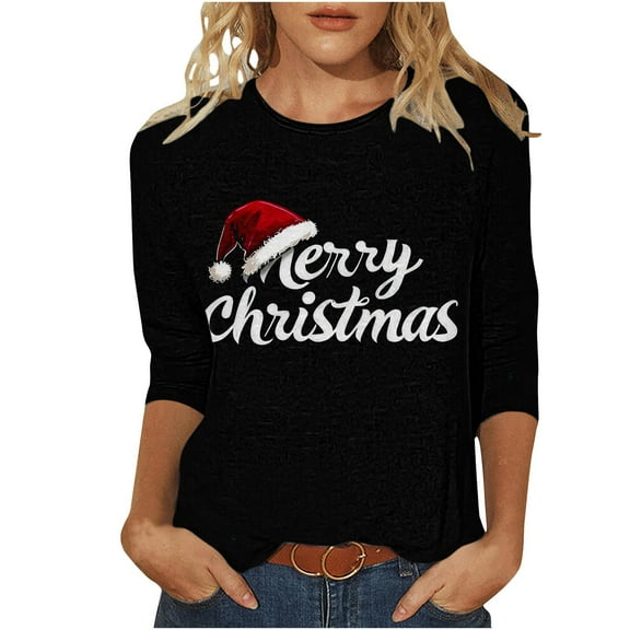 successthop Christian Shirts for Women Letter Plus Size 3/4 Sleeve Tee Lightweight Oversized Crewneck Top Loose Clothes