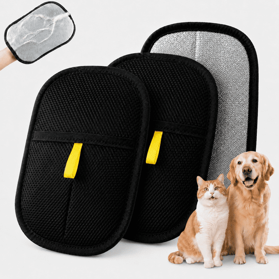Removal Glove for Dogs & Cats,2 Pack Electrostatic Cat Dog Hair Remover Glove, Reusable Magic Brush Pet Hair Remover Tool for Clothing,Couch,Carpet,Car Seat