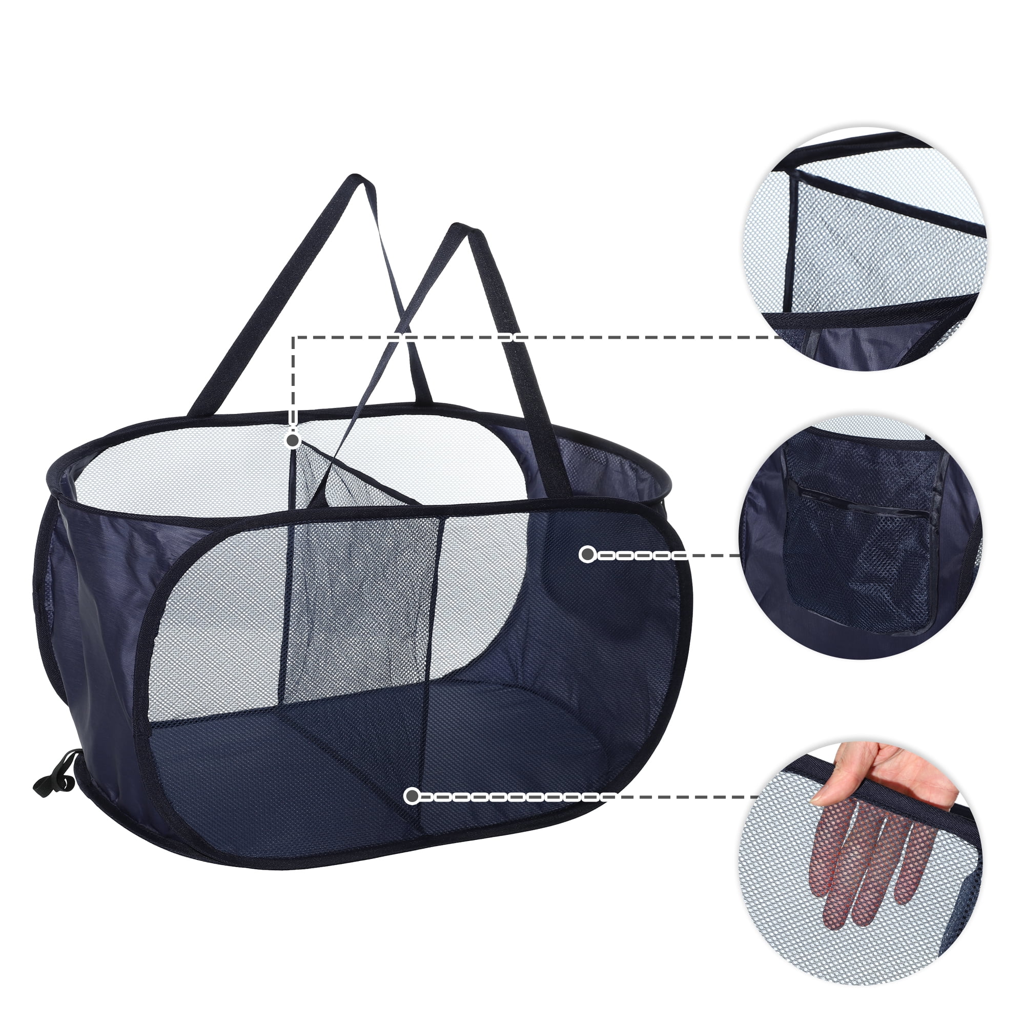 Unique Bargains Portable Hamper Basket for Bathroom 1 Pc Navy Blue-75L