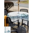thumbnail image 4 of Outdoor Tablecloth with Umbrella Hole and Zipper, Blue Pumpkin Square Table Cloth 60x60 Inch Waterproof Tablecloth, Thanksgiving Fall Leaf Country Farm Stripe Picnic Table Cover for Patio Camping, 4 of 7