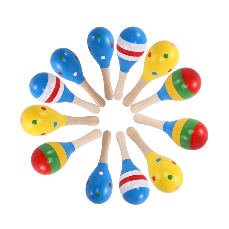 12 Pieces Maracas For Maraca Party Favours Wooden Maracas Colorful Mini Maracas For Fiesta