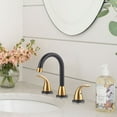 thumbnail image 3 of Wowow 2-Handle 6" and 8" Widespread Black and Gold Lavatory Faucet with Supply Hoses & Drain Assembly, 3 of 5