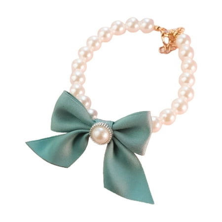 StarBay Adjustable Pearl Pet Necklace  Resin Bow-Knot Cat Collar  Hypoallergenic Jewelry with Lobster Clasp