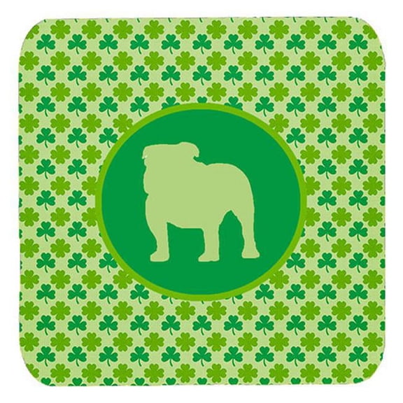 Bulldog Lucky Shamrock Foam Coasters, Set Of 4