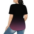 thumbnail image 4 of Womens Clothing Homenesgenics Woman Clothes under $5 Fashionable Women's Casual Short Sleeved Loose Round Neck Printed Tops Purple M, 4 of 7