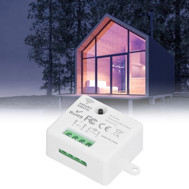 Herwey 433MHz 10A Mini Switch Module Smart Wireless Home Remote‑Control Light Switch Board AC 85‑240V,Switch Module,Controller Module