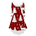 thumbnail image 5 of Jsaierl Womens Christmas Dresses Faux Fur Trim V-Neck Party Dress Holiday Long Sleeve A Line Dresses High Low Swing Dress, 5 of 5