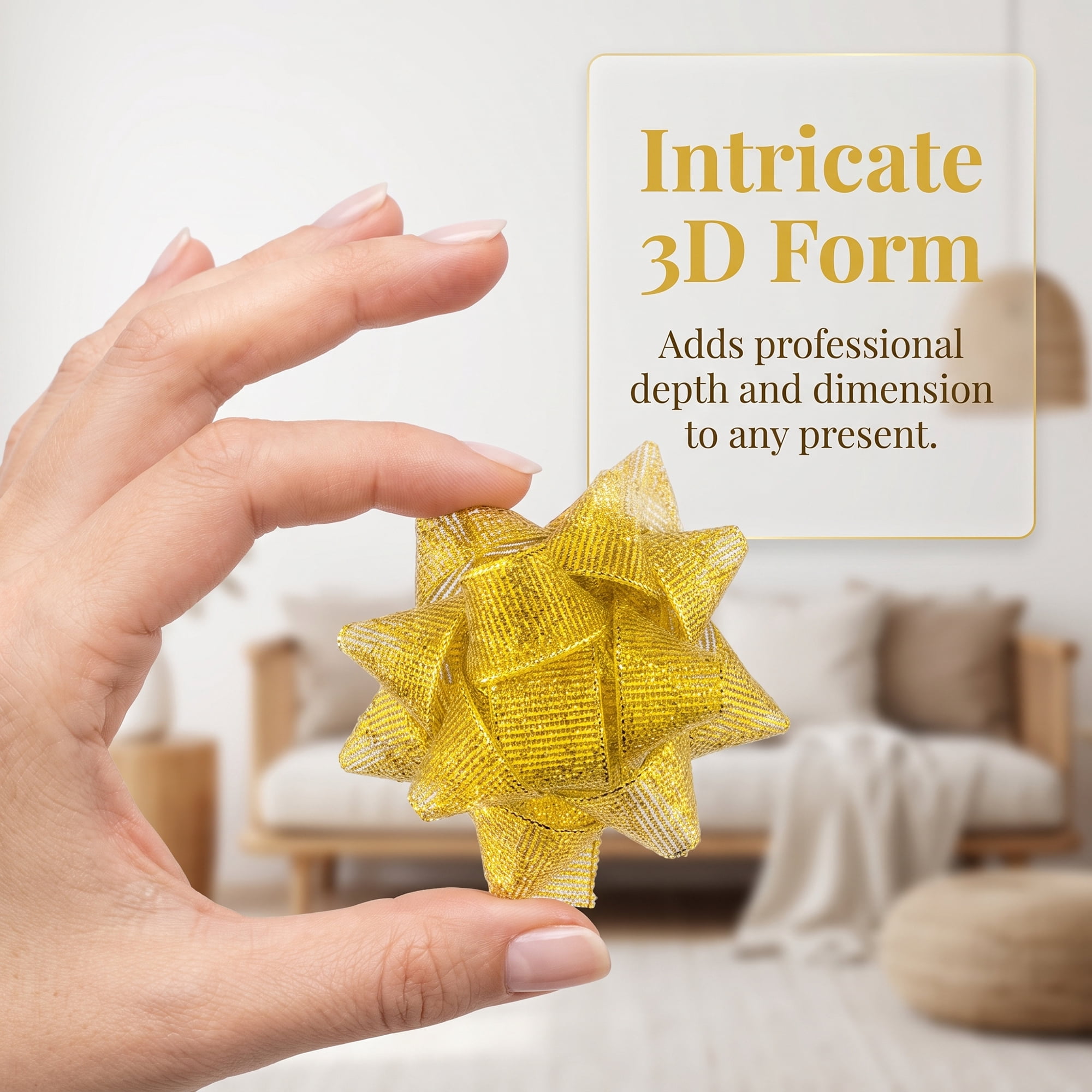 Unique Bargains Multi-Layer Star Gift Bows for Holiday Gift Wrapping and Decoration Gold
