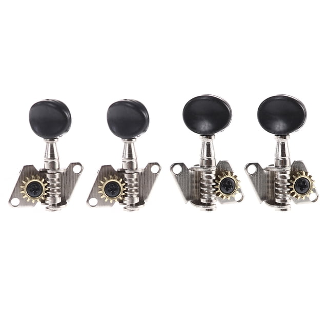 Shisuyan 4pcs 2R2L Ukulele Keys Tuning Pegs Machine Heads Tuners for Ukulele 4 String Guitar with Black Button