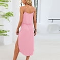 thumbnail image 2 of TaTaai Women Casual Solid Thin Strap Sleeveless Drawstring Waist Side Slit Dress 2 Piece Set Ladies Holiday Vacation Wear Lightweight Breathable Comfortable Dress Set Gift, 2 of 8