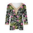 thumbnail image 4 of Xdegoge Ofertas En Ropa Three Quarter Sleeve Tops Woman Floral Button Down V Neck T Shirts Loose Fit Trendy Summer Tops 2025 Dressy Casual Blouses Soft Comfy Basic Tees, 4 of 4