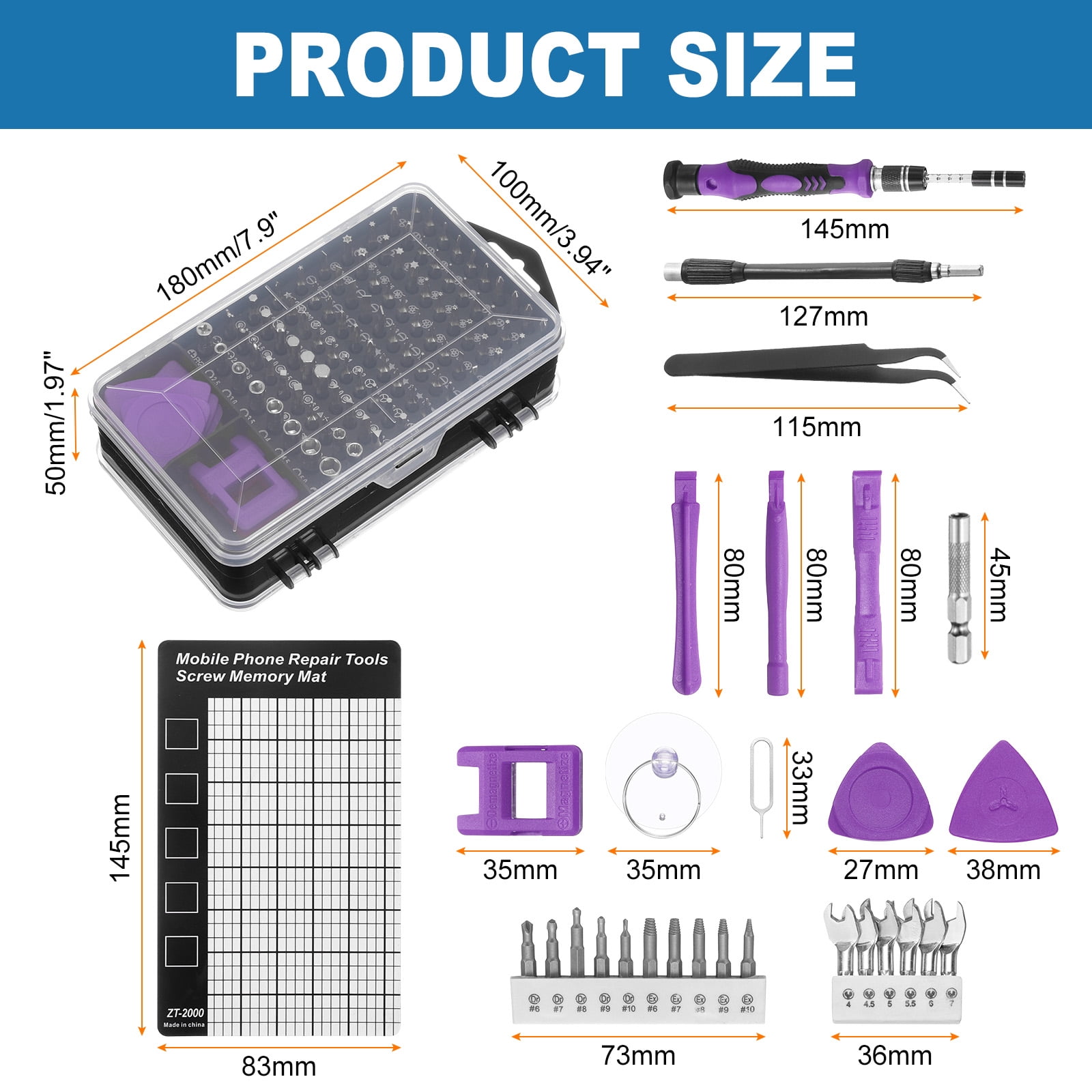 Uxcell 136 in 1 Magnetic Precision Screwdriver Set Electronics Repair Tools Kit with 96 Bits Flexible Shaft and Extension Rod for Cellphone Game Console Laptop PC Computer Camera, Purple