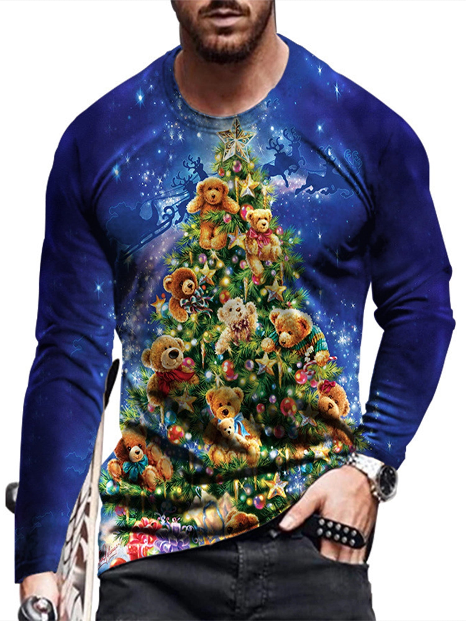 Bellella Christmas Tree T-shirt for Men 