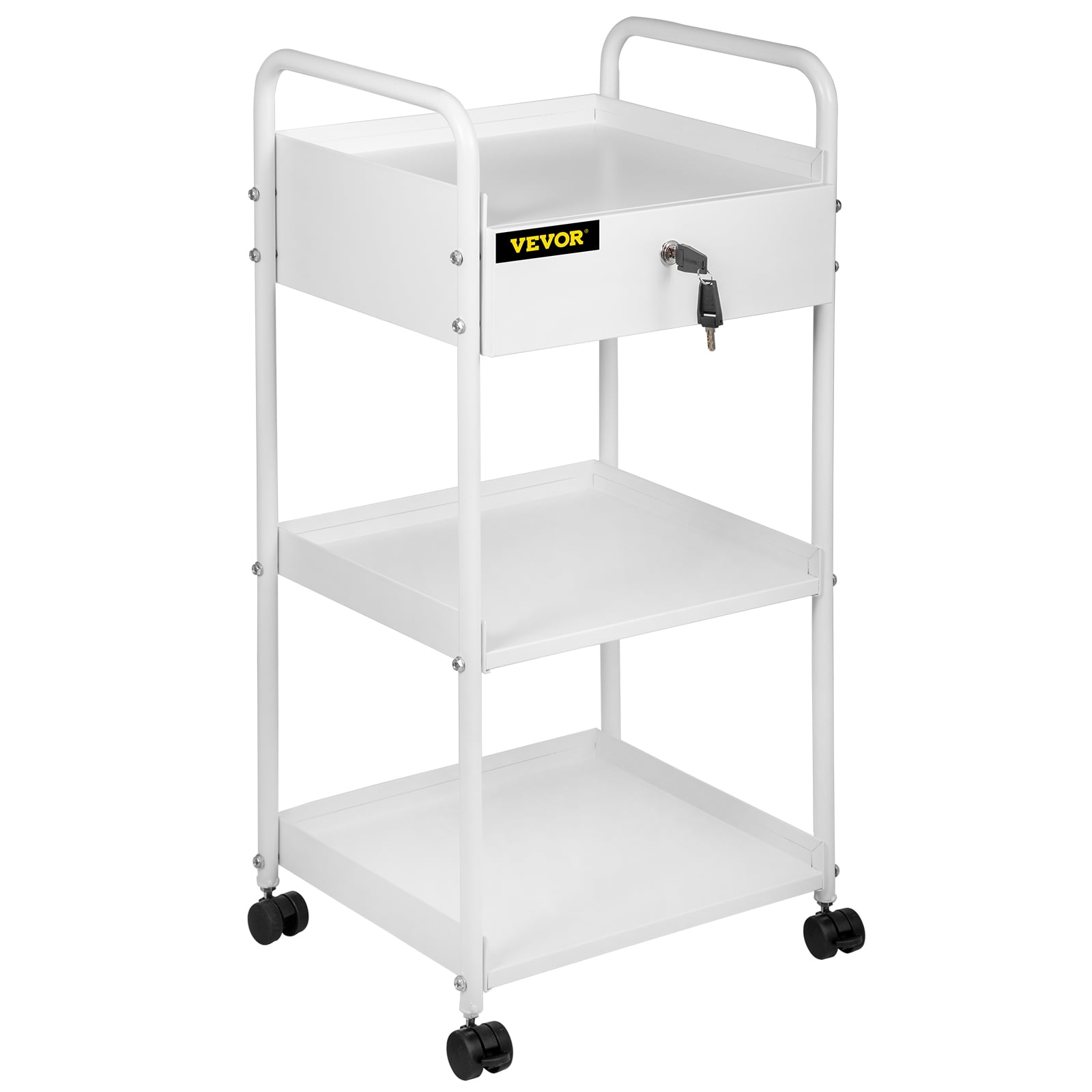 Off-White RCP409100CM Rubbermaid 409100 Open Sided 3-Shelf Utility Cart 