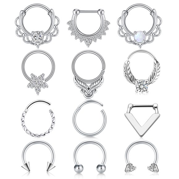Briana Williams Nose Rings Septum Clicker Daith Cartilage Tragus Conch Piercing Jewelry Stainless Steel Hoop Piercing