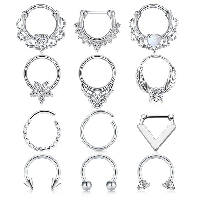 Briana Williams Nose Rings Septum Clicker Daith Cartilage Tragus Conch Piercing Jewelry Stainless Steel Hoop Piercing