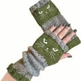 thumbnail image 1 of Gants Mitaines Intérieur Extérieur Mode Chaude Décontractée avec Broderie à Thème Chat et Design Tricoté 2 Pcs, 1 of 1