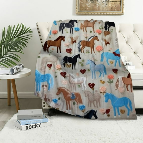 ARISTURING Horse Blanket for Girls - Ideal Horse Gifts for Girls - Soft & Cozy  Horse Throw Blanket, Loved Equestrian Gifts & Horse Gifts for Women