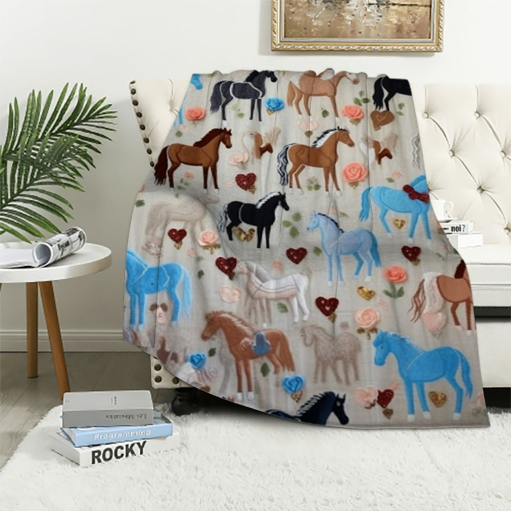 ARISTURING Horse Blanket for Girls - Ideal Horse Gifts for Girls - Soft & Cozy Horse Throw Blanket, Loved Equestrian Gifts & Horse Gifts for Women