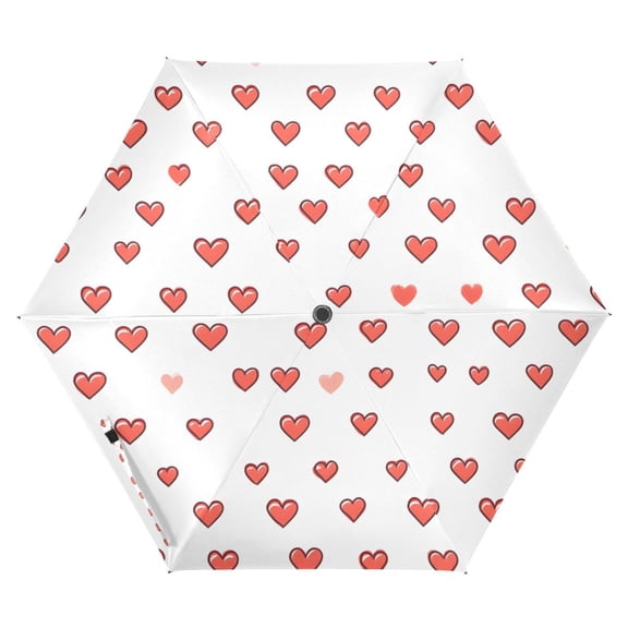 ALAZA Cute Hearts UPF 50+ Compact Folding Umbrella for Rain Travel Umbrella Packable