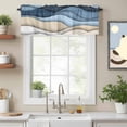 thumbnail image 2 of Blue Brown Valance Curtain Water Ripple Abstract Ombre Wave Stripe Modern Window Valances Rod Pocket Short Curtains Window Treatments for Kitchen Bedroom Bathroom Laundry 60" x 18", 2 of 9