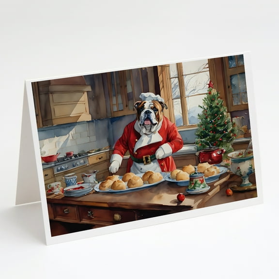 English Bulldog Christmas Cookies Greeting Cards Pack of 8 7 in x 5 in