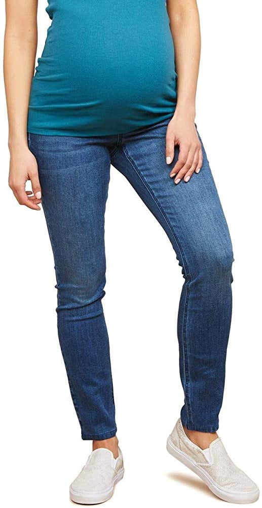 Women's Motherhood Maternity Indigo Blue Denim Cuffed Stonewash Jeans 3X