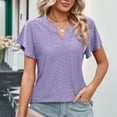 thumbnail image 5 of ZyeKqe Summer Tunic Tops for Women Eyelet Ruffle Sleeve T Shirts Fashion Notch V Neck Casual Tee Tops, 5 of 9
