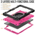 thumbnail image 3 of TECH CIRCLE Rugged Case for Apple (10.2-Inch) iPad Tablet (iPad 9th/8th/7th Gen) - Drop Proof Protective Kickstand Case Portable Handle Sturdy Cover with [Screen Protector], Black+Rose, 3 of 8