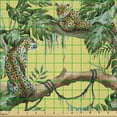 thumbnail image 2 of Ambesonne Watercolor Fabric by the Yard Microfiber, Leopards in Jungle, 10 Yards, Yellow Green Pale Yellow, 2 of 2