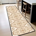 thumbnail image 5 of Beige Gold Octagonal Medallion Hallway Runner Rug, French Country Long Floor Mat, Non-Slip Washable Vintage Ornate Rug for Entryway Kitchen, 5 of 9