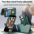 thumbnail image 3 of Compatible with iPhone 16 Pro Max Wallet Phone Case,Detachable Magnetic Flip Phone Cover with Card Slots,With Wrist Strap,Kickstand,PU Leather Shockproof Anti-fall Phone Case,Green, 3 of 14