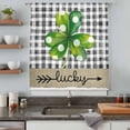 thumbnail image 4 of Saint Patrick's Day Semi Sheer Curtains Drapes for Living Room,Bedroom,French Doors Window 84 Inches Long,Farmhouse Green Lucky Clovers Plaid Rod Pocket Chiffon Curtain Drapery Voile Draperies Panel, 4 of 8