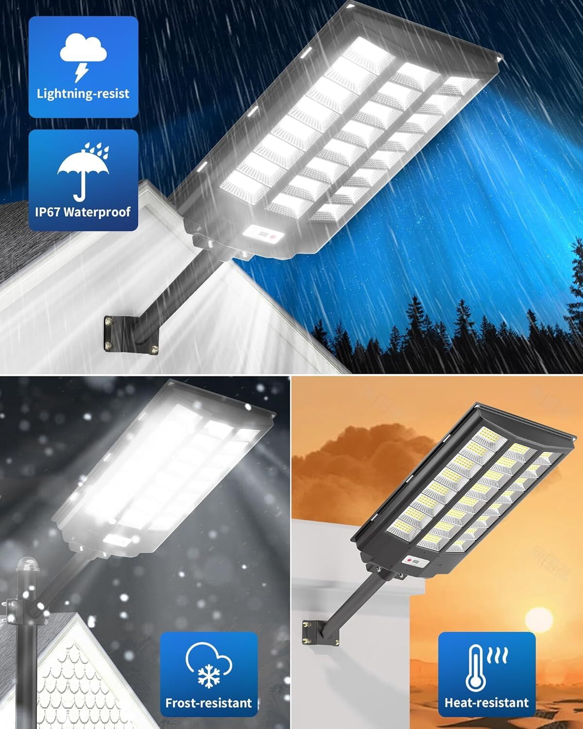 Gefolly Solar Street Light Outdoor, Wide Angle Commercial Parking Lot Light Dusk to Dawn 6500K Flood Security IP67 with Motion Sensor Lamp for Yard, Basketball Court
