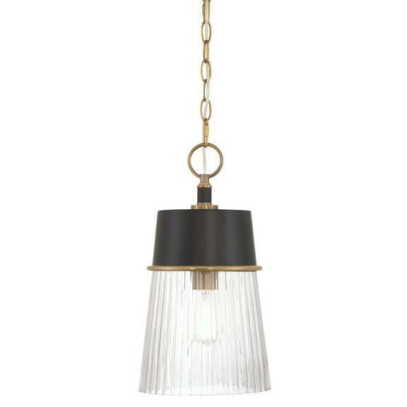 Minka Lavery 192 Stamford 9" Wide Mini Pendant - Dark Matte Black / Legacy Brass
