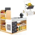 thumbnail image 2 of Costway Juego de Tienda de Comestibles para Jugar de Madera Puesto de Mercado para Niños con Carrito de Compras 2 Pizarras y Caja Registradora, 2 of 9