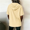 thumbnail image 5 of GUACER Womens Striped Hoodies Short Sleeve Cotton Linen Zipper Tops Casual Summer Shirts, 5 of 6