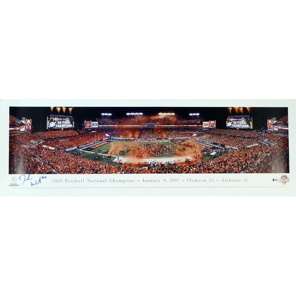 Deshaun Watson Autographed 13x40 Panoramic Photo Clemson Tigers 2016 National Champs (Minor Tear) Beckett BAS #I13261
