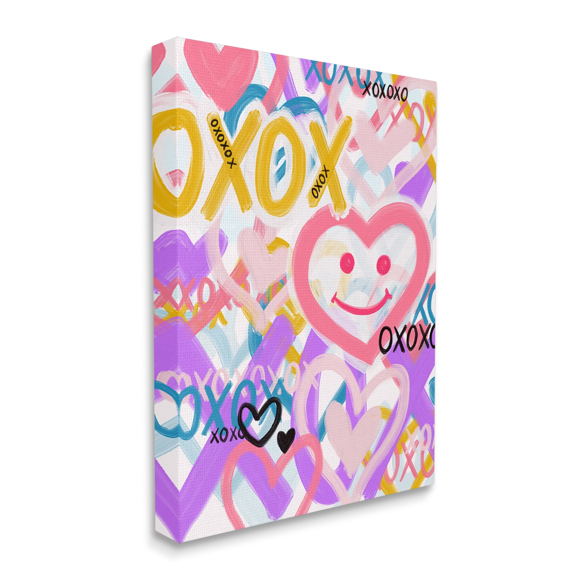Stupell Industries Xoxo Urban Heart Shapes Abstract Painting Gallery Wrapped Canvas Art Print Wall Art, 30 x 40