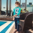 thumbnail image 3 of Kojooin Children Boy Long-sleeved Split Dolphin Pattern Sun Protection Swimsuit, 3 of 9