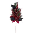 thumbnail image 2 of Vickerman 28" Merry Red Poinsettia, Ball, and Fern Decorated Spray, Polyester, 2 of 2