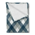 thumbnail image 2 of Navy Soft Flannel Fleece Blanket, Abstract Checkered Tartan Geometric Classic Squares with Scottish Effects, Cozy Plush for Indoor and Outdoor Use, 50" x 60", Dimgrey White Dark Blue, by Ambesonne, 2 of 5