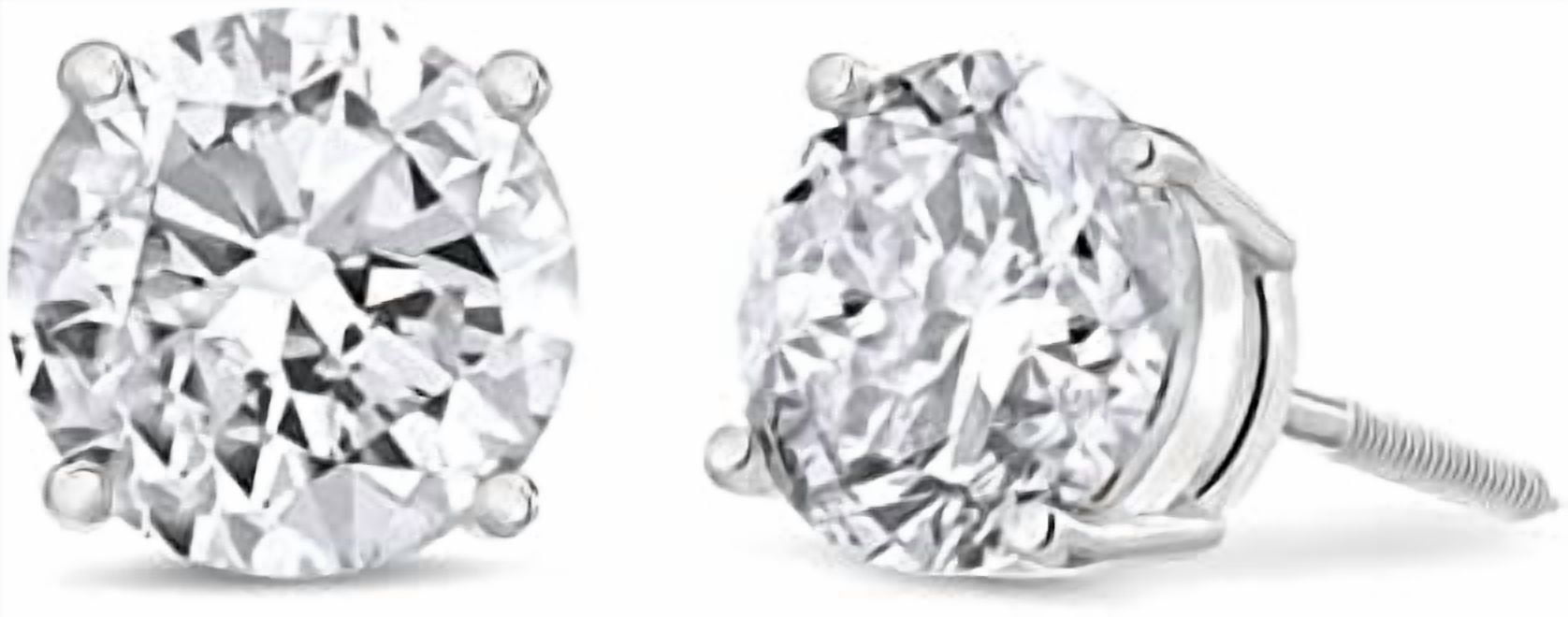 The Diamond Channel CERTIFIED 1 to 6 Carat LAB GROWN Solitaire Diamond Stud Earrings Round Cut 4 Prong Screw Back (F-G Color, VS1-VS2 Eye Clean Clarity)