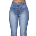 thumbnail image 4 of Gvmfive Women Flared Bell Bottom Jeans High Rise Casual Work Bootcut Trousers, 4 of 5